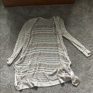 Faded Glory Women's Beige Open-Knit Cardigan